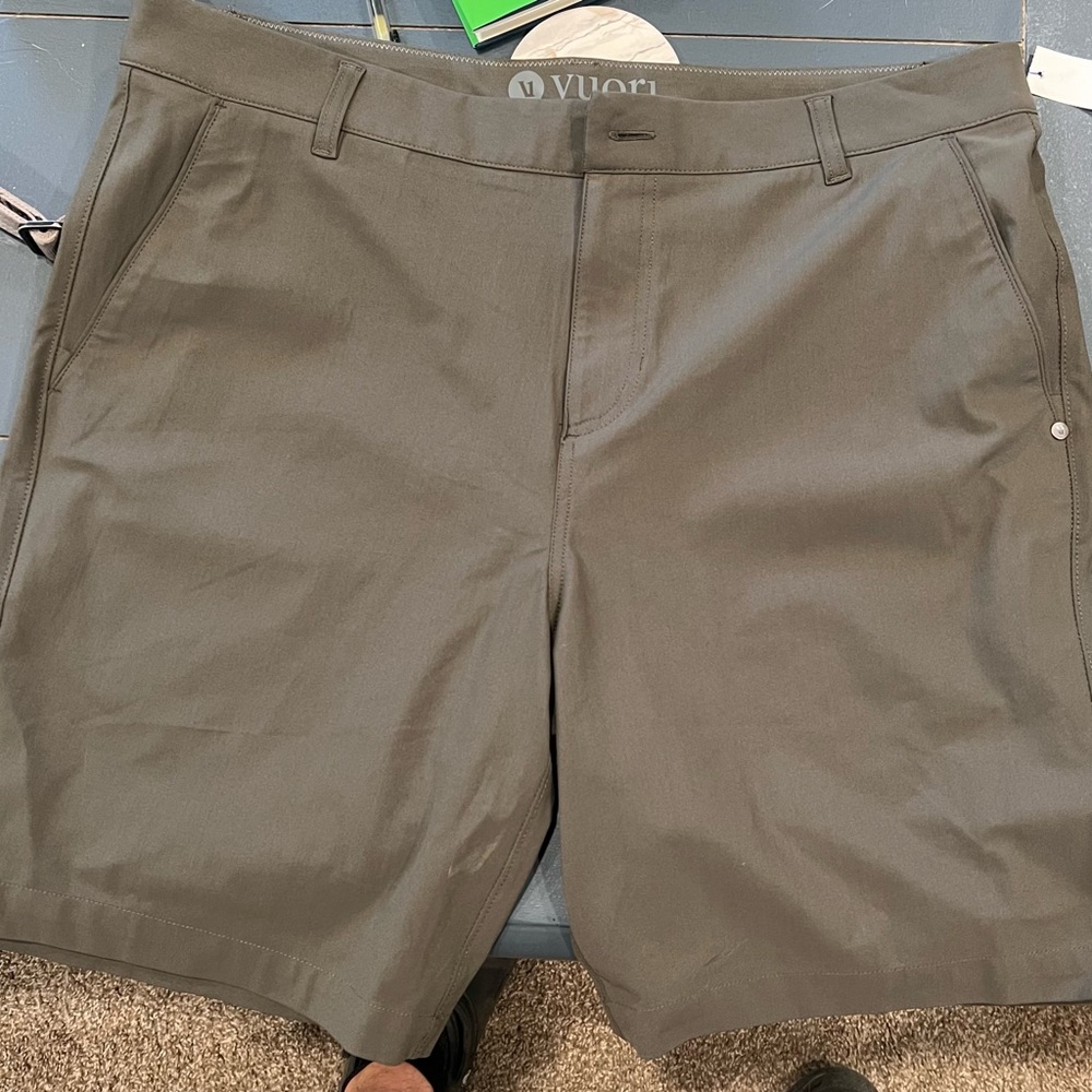 Vuori green Flat Front Shorts with Classic Design